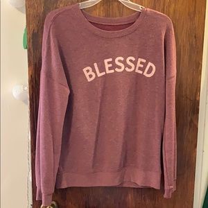Purple letter sweatshirt say blessed
